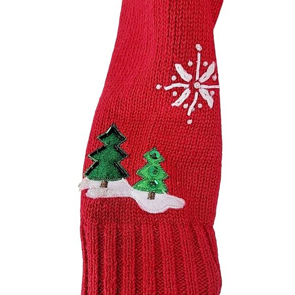 Tiara International Vintage Christmas Cardigan S Fur Trim Beaded Button Up Ugly - Picture 2 of 9